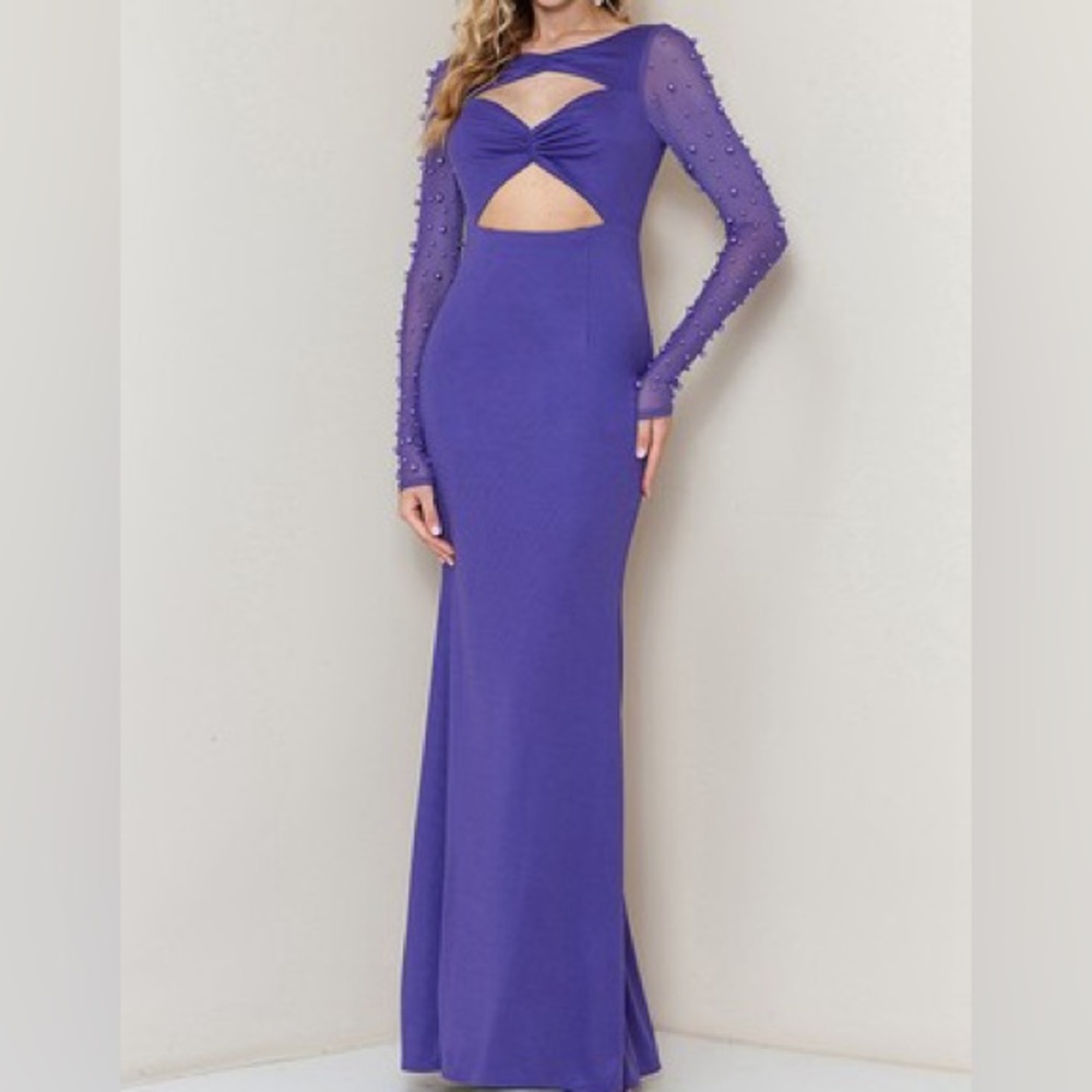 Elegant Purple Cut-Out Dress